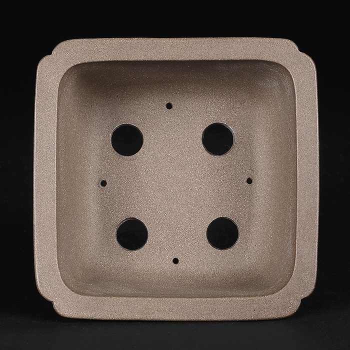 017.【寿悦】烏泥隅入/外縁額面長方鉢/ミニ盆栽鉢/木箱付き 017.【寿悦