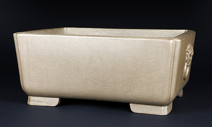 烏泥隅入獣面環切足長方鉢 | 盆栽、盆栽書籍、盆栽鉢の通販│近代出版