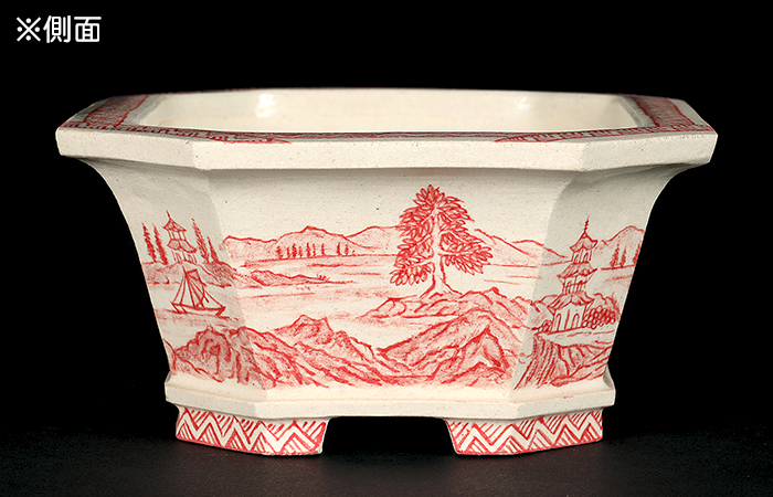 高山赤絵山水図長方鉢 | 盆栽、盆栽書籍、盆栽鉢の通販│近代出版