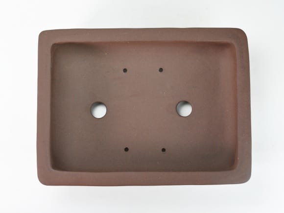 831.虹泉 紫釉抚角段足長方 盆栽鉢 植木鉢 16.8*13.3*4cm 831.虹泉 紫