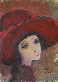 油彩 赤い帽子 絵画 織田廣喜 少女 織田ひろき 美術 おだひろき 少女