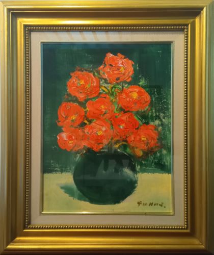 福沢一郎油彩6号花