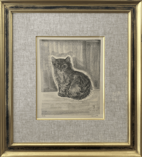 F6号】藤田嗣治【Chats】肉筆保証/表裏サイン有り/鉛筆/水彩/額縁/額装