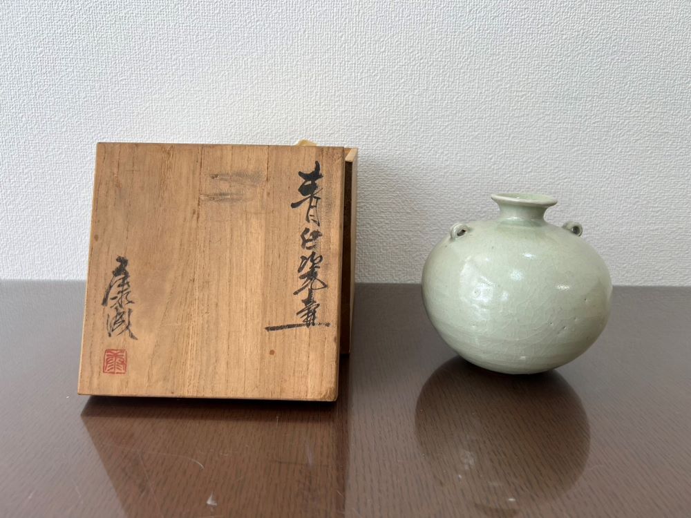 中国古美術・希少・旧蔵品・宋代冬瓜瓶（陶磁器）•汝窯・案頭・置物