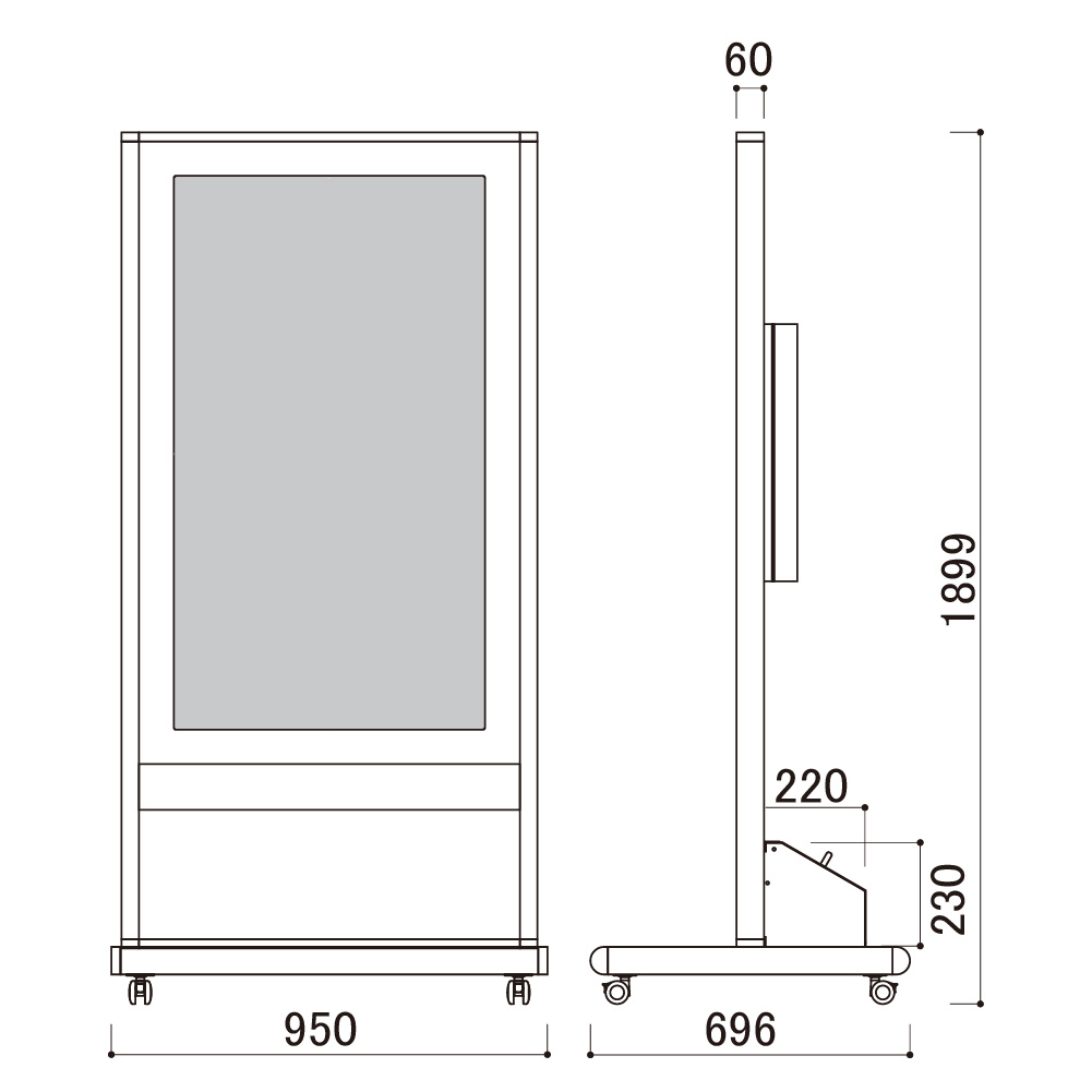 デジタルサイネージ Comabo 自立移動式 VTS-55A2＋ディスプレイ