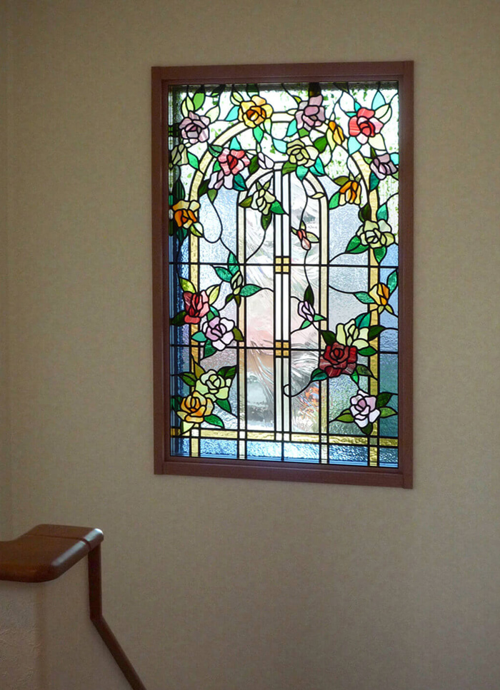 バラ・ブドウのデザイン-004「バラ」| ステンドグラスバロック