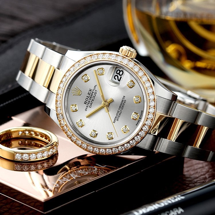 ロレックス時計レディースベルトコンビ