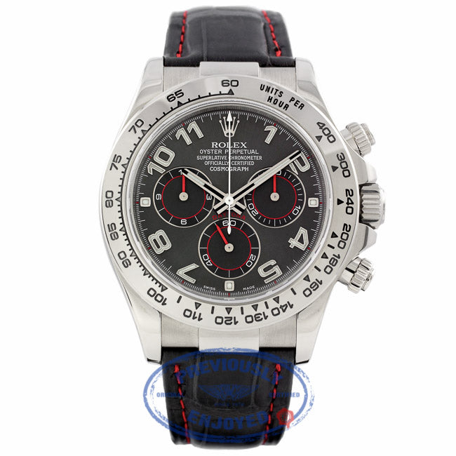 Rolex Daytona 40MM White Gold Slate Dial Black Alligator Strap