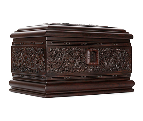 龙宫黑紫檀骨灰盒-北京陵园网