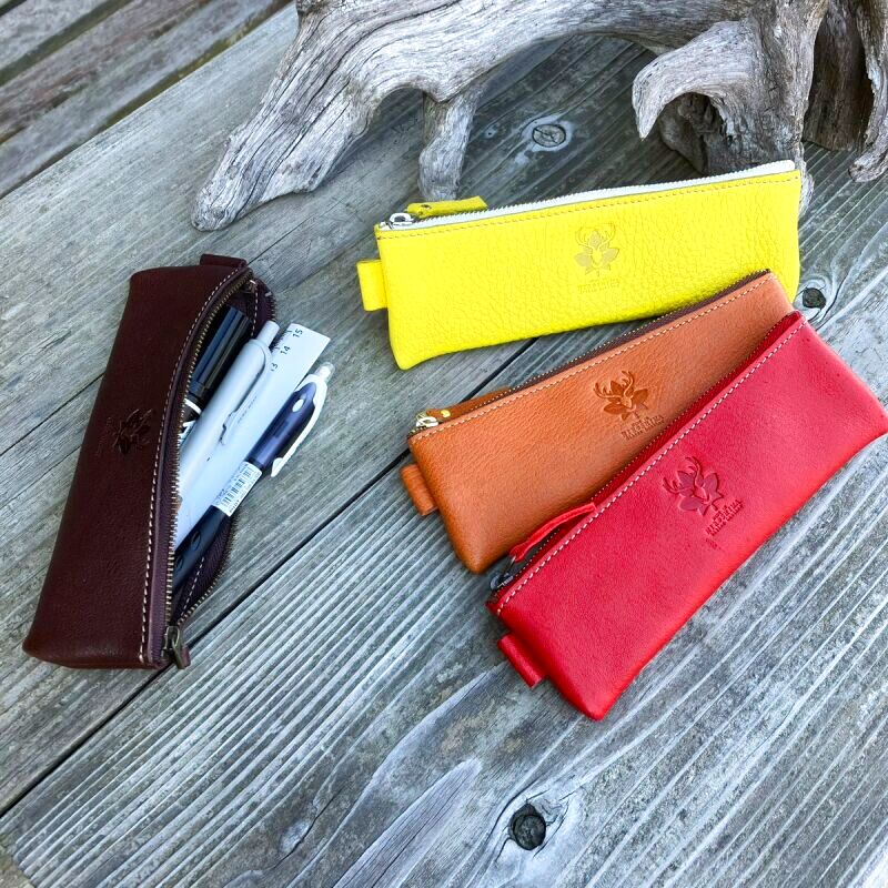 広島ジビエレザー】柔らかな鹿革ペンケース ぺったんこタイプだけど