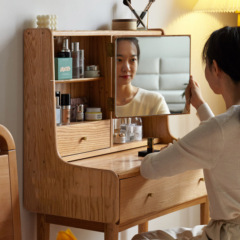 幅64テーブル 天然木 ドレッサー 鏡台 無垢材 y84d02