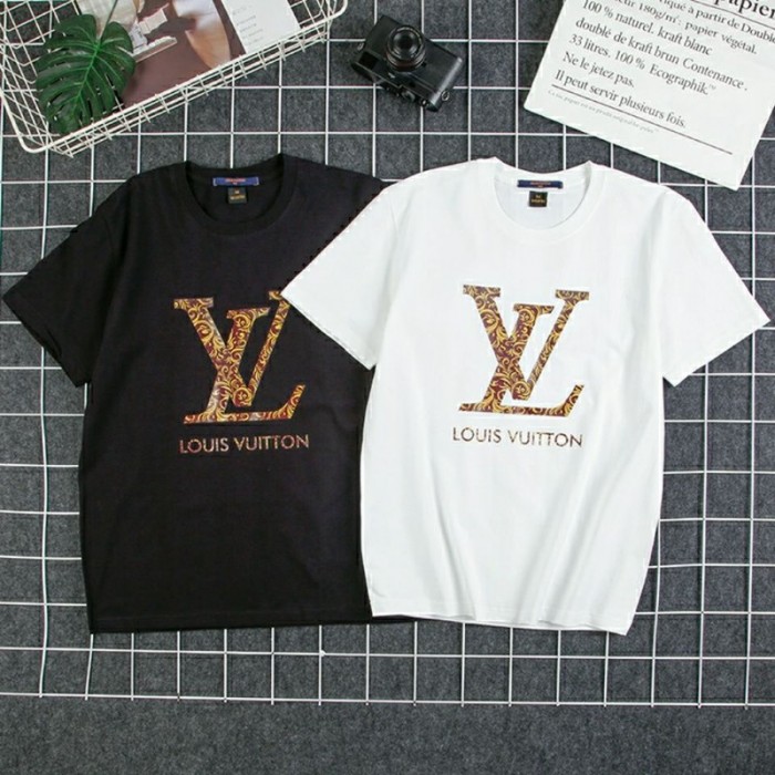 LV/ルイヴィトン半袖 綿tシャツ LV風ロゴプリントTシャブランド