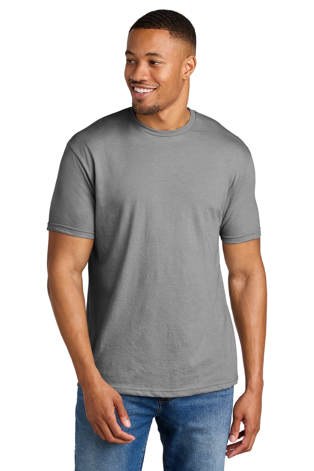 Gildan 64000CVC Mens Cement Grey Softstyle CVC Short Sleeve