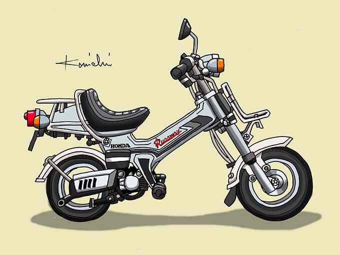 ホンダ バイクと車のイラストレーション18枚と額 ホンダ バイクと車の
