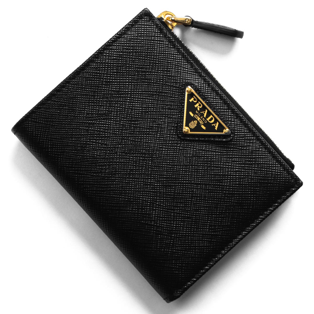 ✨未使用に近い PRADA ミニ財布 サフィアーノレザー 三角プレート