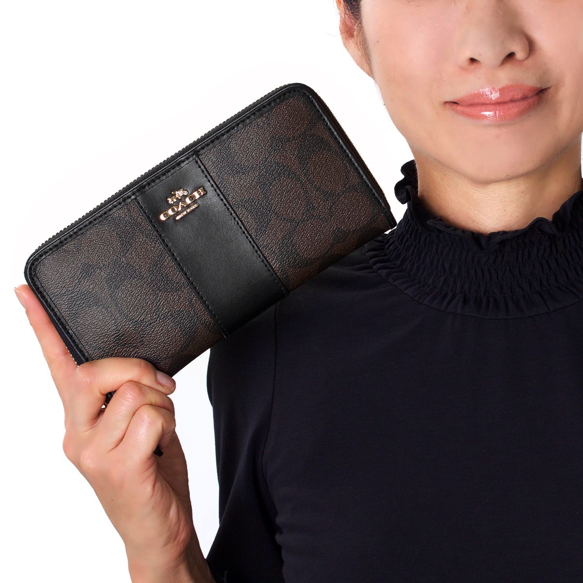 コーチ 長財布 財布 レディース シグネチャー アコーディオン ジップ