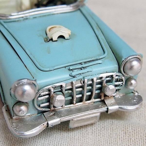 ブリキの車 クラシックオープンカー(旧車)／ライトブルー(Sサイズ