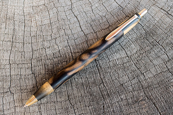 野原工芸 特上黒柿 シャーペン 孔雀杢 超特上黒柿・孔雀杢のペン
