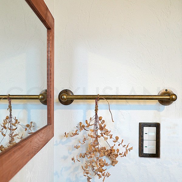 アンティーク 木製タオルバー キルトラック リネン掛け クロス