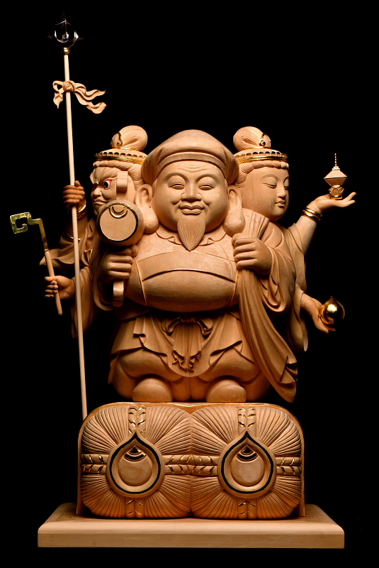 ◇ 『輪』三面大黒天 仏教美術 木造三面大黒天立像・東洋彫刻・柘植製