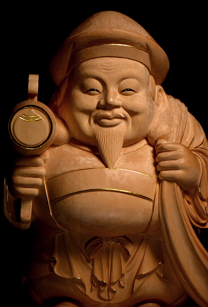 大黒天像【大】 大自在天 だいこくさま ◇白檀 木彫 仏像 大黒天像【大】