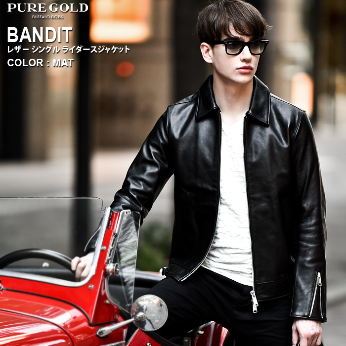 BANDIT(バンディット)レザー シングル ライダースジャケット PUREGOLD