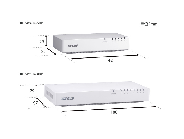 LSW4-TX-8NP/WH : スイッチングハブ | バッファロー