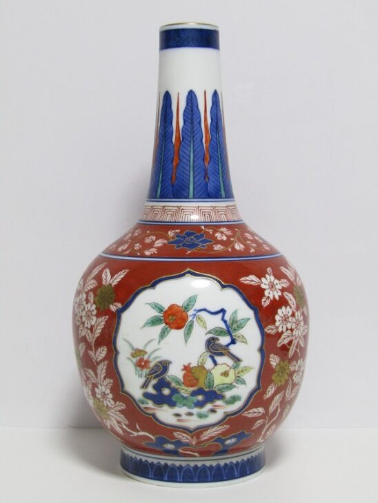 有田焼 伝統工芸士 緒方松右衛門 染錦花鳥図 大花瓶 | 骨董品買取・和
