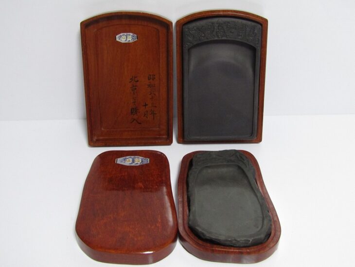 ♥中国 火焔双獣文 端渓硯 古硯 7 端渓 硯 骨董品 ♥中国 火焔双獣文