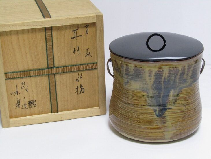 14代味楽造高取耳付茶入鵬雲斎箱