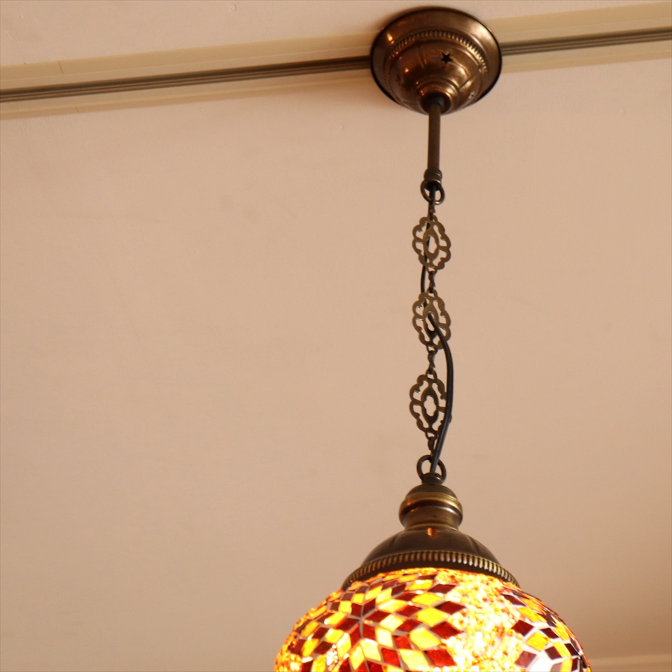 トルコランプ モザイクガラスランプ ペンダントランプ 直径18cm 全高