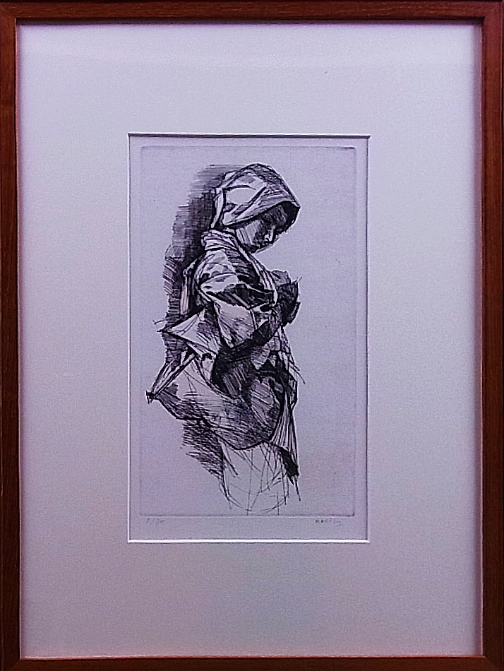 希少 ビンテージ 小磯良平 銅板 エッチング 15cm×15cm レトロ 当時物