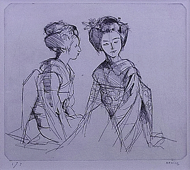 小磯良平、エッチング、デッサン、