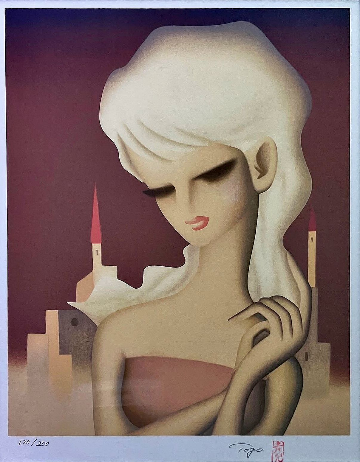 20世紀・日本の洋画家・二科展ドン東郷青児肉筆油彩色