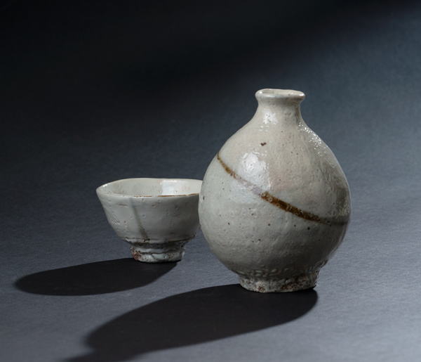 杉本立夫 泥牛 赤織部 赤楽 吊るし柿文様 筒盃 古道具 アンティーク 酒