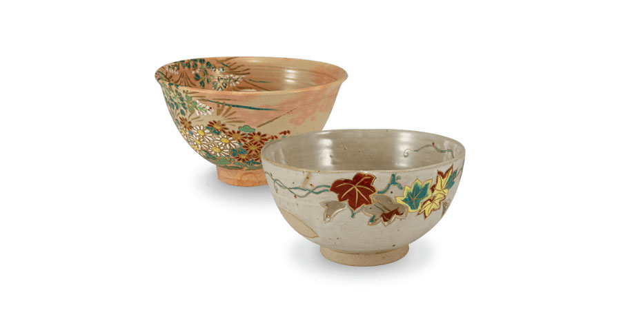 洛座】【真作】松阪萬古 佐久間勝山作 御本立鶴茶碗 ＜ 萬古焼三重