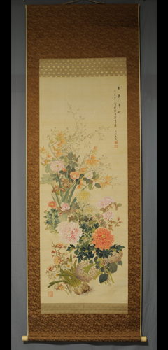 森 琴石(もり きんせき) 「衆卉争妍図」 尺八寸 (大阪・兵庫) | 掛け軸