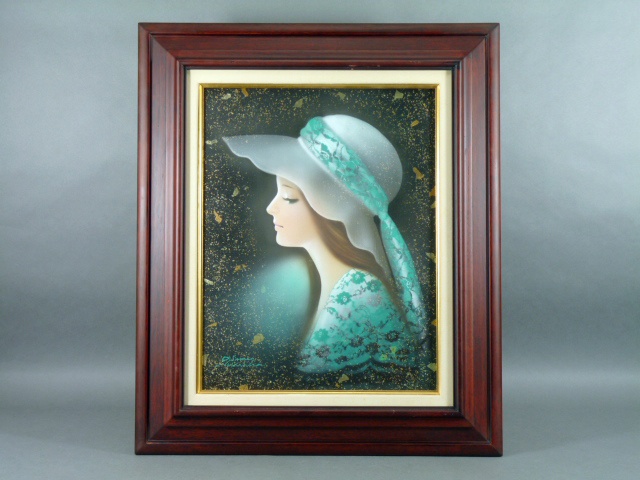 油絵絵画中原脩(中川脩)花飾りのプロフィール油絵