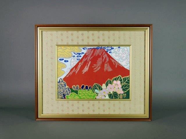 F6号】山下清【両国の花火】肉筆保証/表裏サイン有/油彩/アクリル/額縁