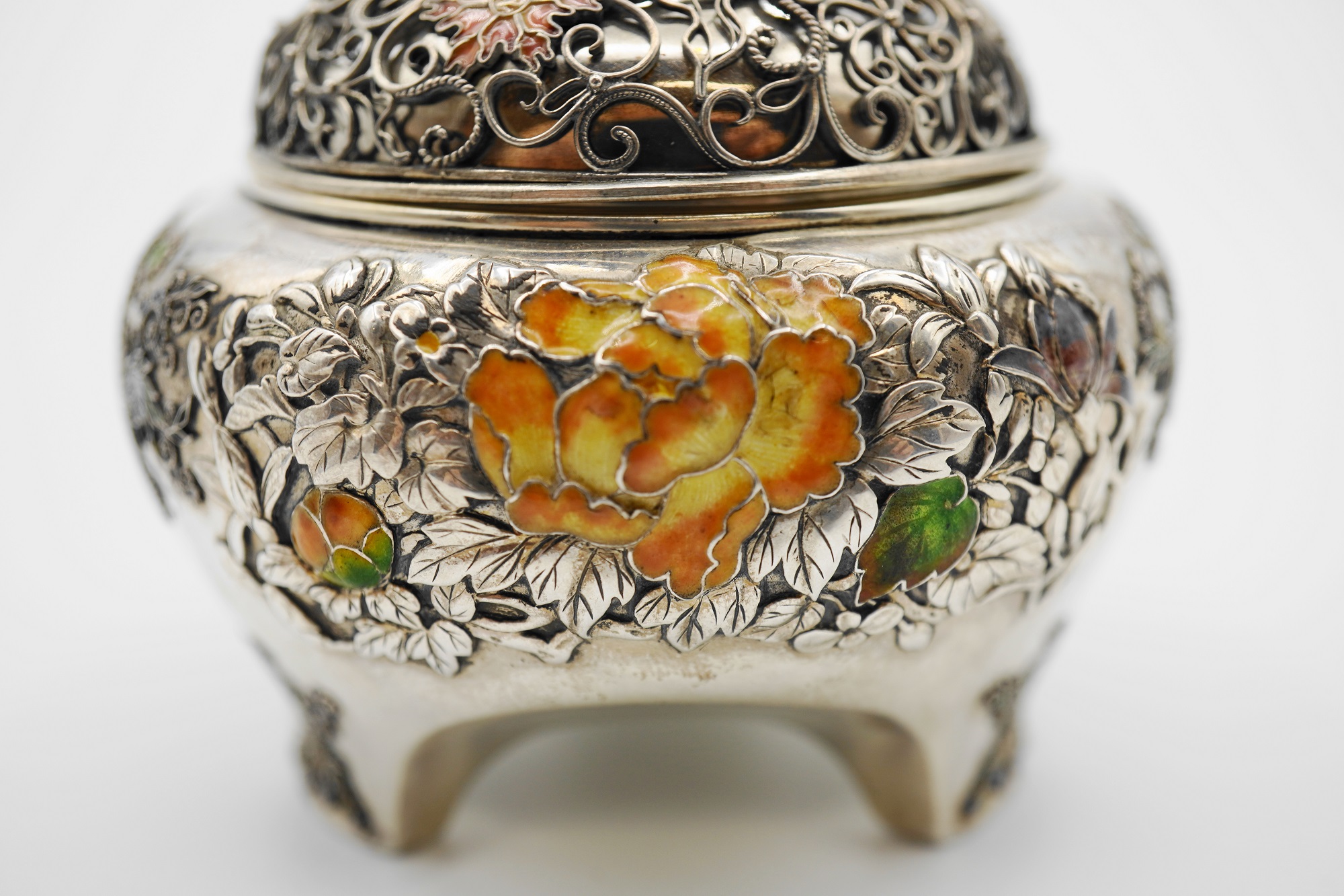 1830 七宝模様 香炉 金工 鍛栄造 1830 七宝模様 香炉 金工 鍛栄造