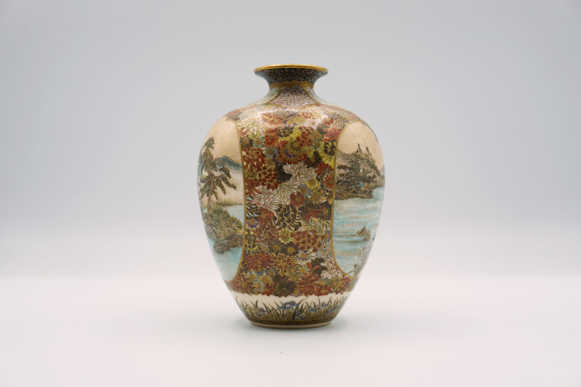 薩摩 大花瓶 武士図 元禄美人図 高さ62㎝ 骨董品 オブジェ 置物