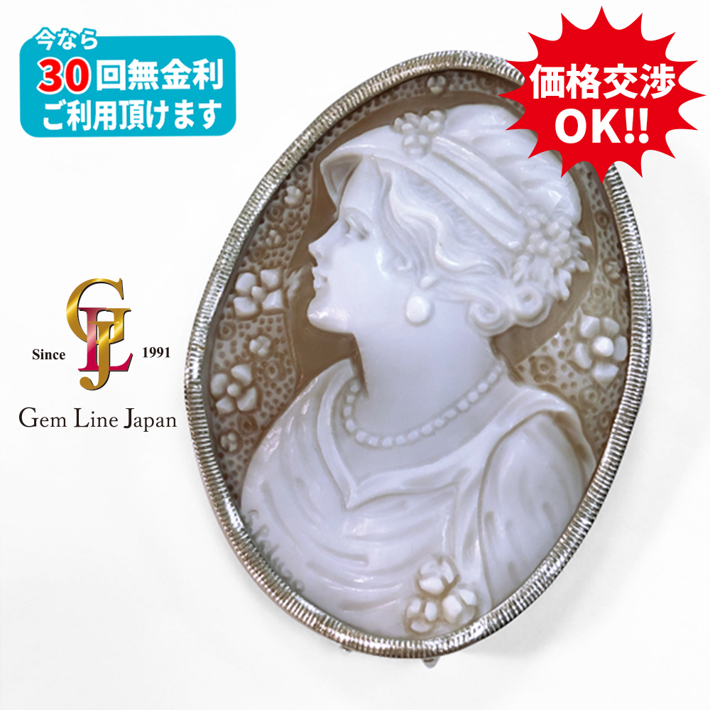 イニシャル P カメオ イタリア製 925 シルバー ブローチ イニシャル P