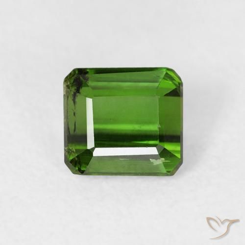 0.80カラットの天然アーシーグリーントルマリン、エメラルドカット、VS