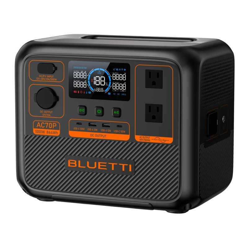 BLUETTI AC70P 864Wh/1000W ポータブル電源 ブルーティー リン酸鉄