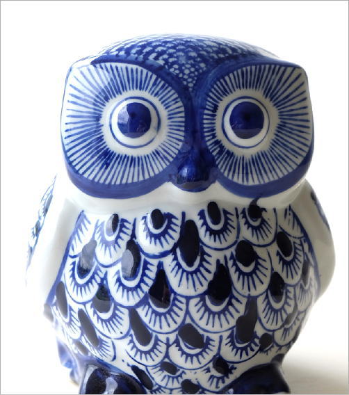 石工房 森のふくろう 2体セット 石台座付き 石工房 森のふくろう 2体