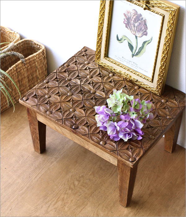 花台 木製 おしゃれ 室内 天然木 無垢材 ミニテーブル ベッド ソファ