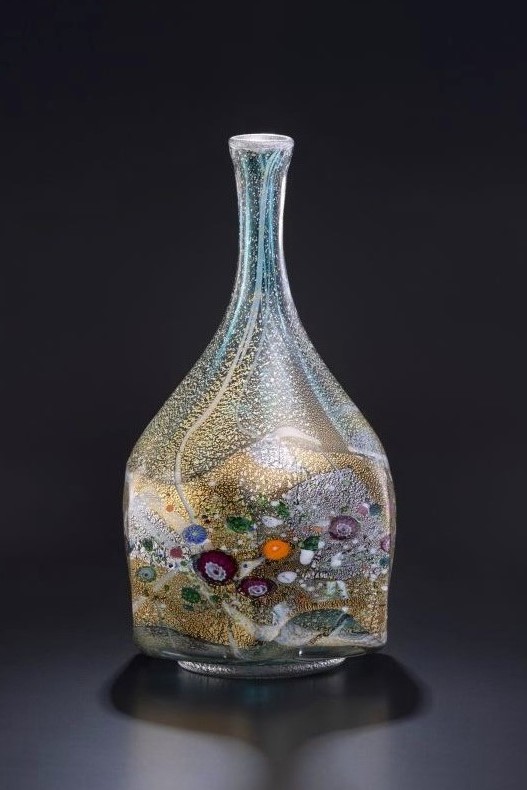 現代の名工 黒木国昭 金・プラチナ象嵌 「夢光琳」 32cm 箱付き 花器