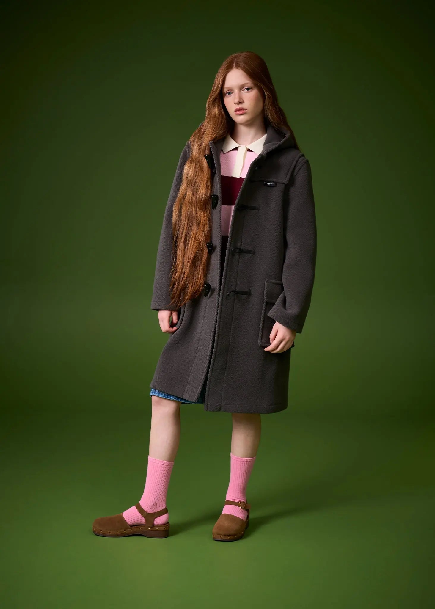 Children's Herringbone Wool Duffle Coat Navy - Gloverall – Gloverall