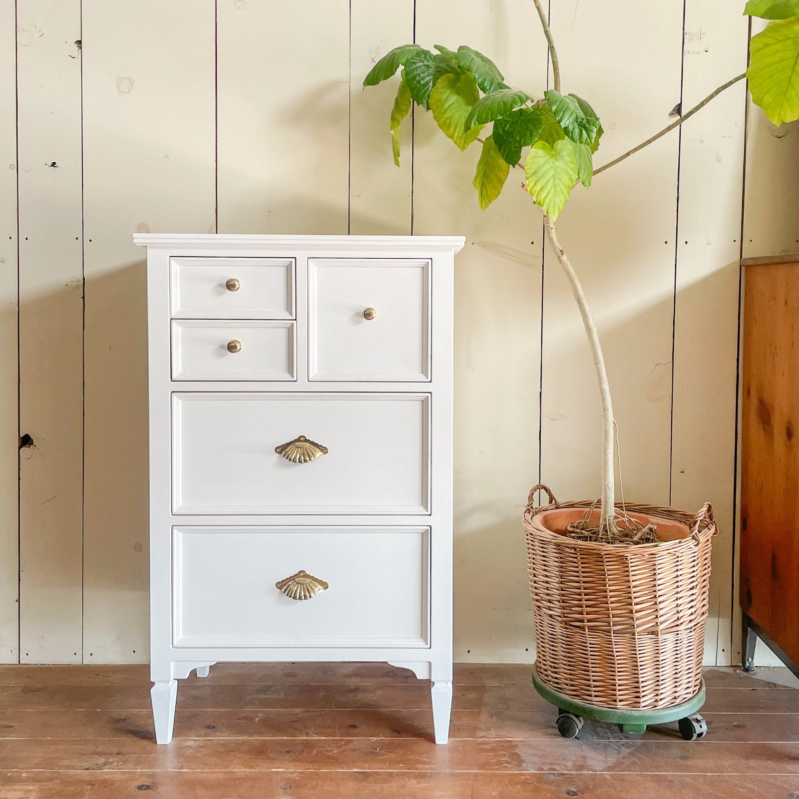 フランスアンティークベッドサイドチェストミニチェストW600ホワイト