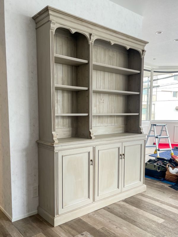 フランスアンティークカップボード飾り棚シャビーシックW1500@大阪東京